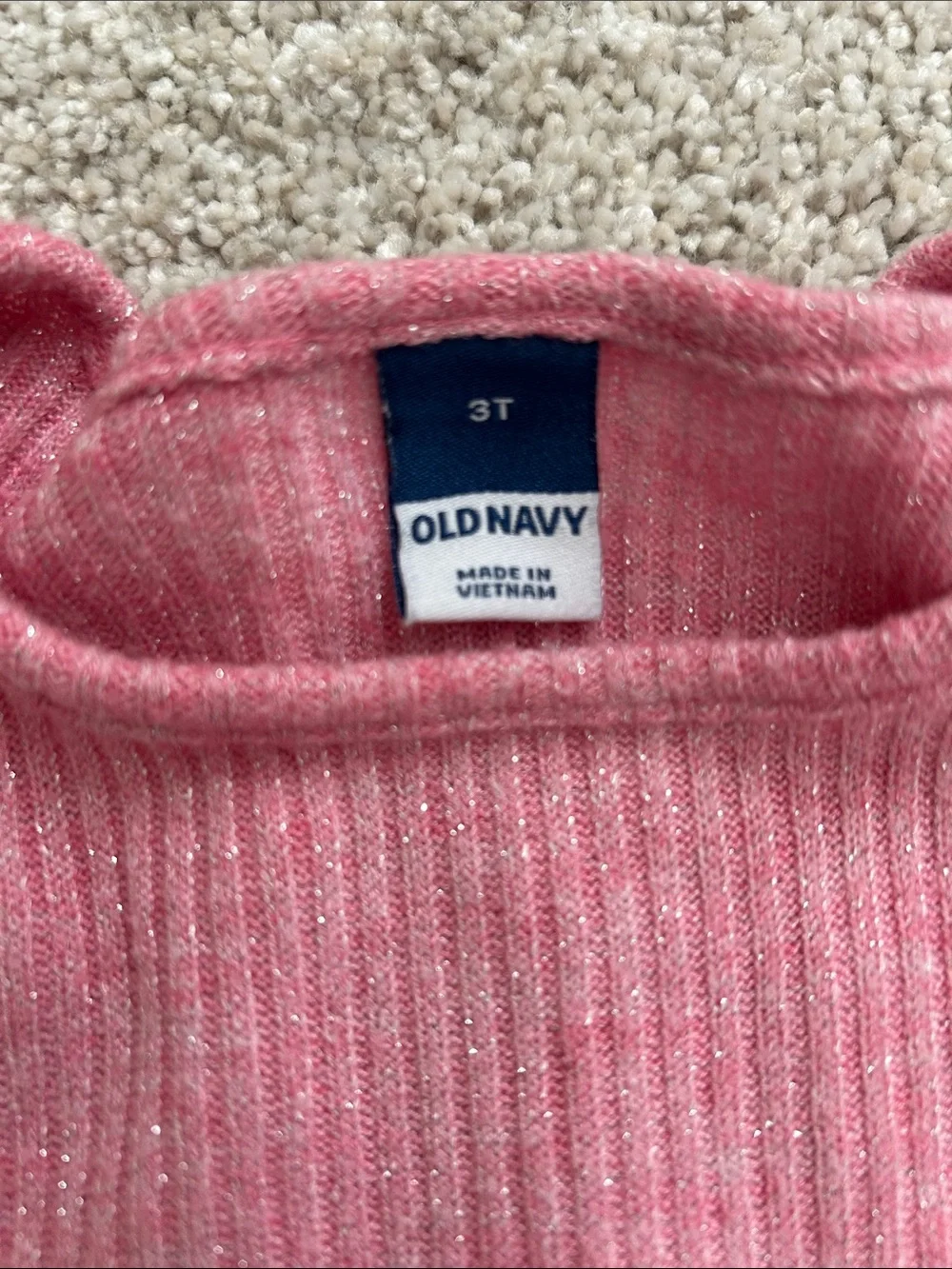 Old Navy Pink Ribbed Long-Sleeve Girls' Casual Dress